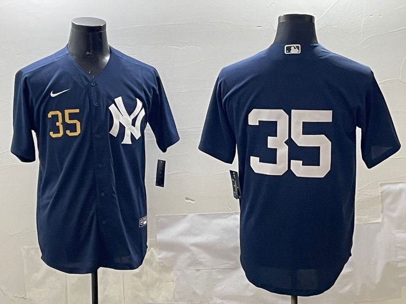 Men New York Yankees #35 No Name Black Game 2025 Nike MLB Jersey style 3163